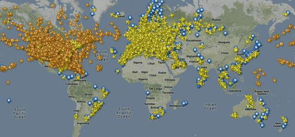 trafic aérien monde