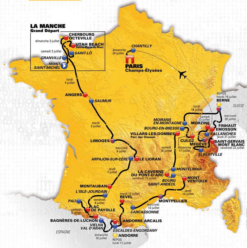 La carte du Tour de France 2016. (© ASO)