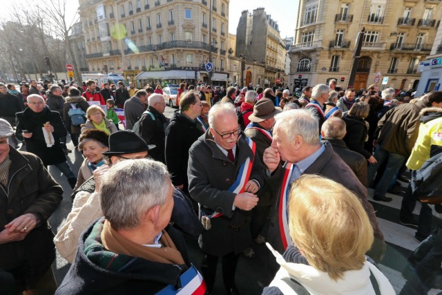 02.02.2014. Christine Boutin et d’autres personnalités politiques à la « Manif pour tous »