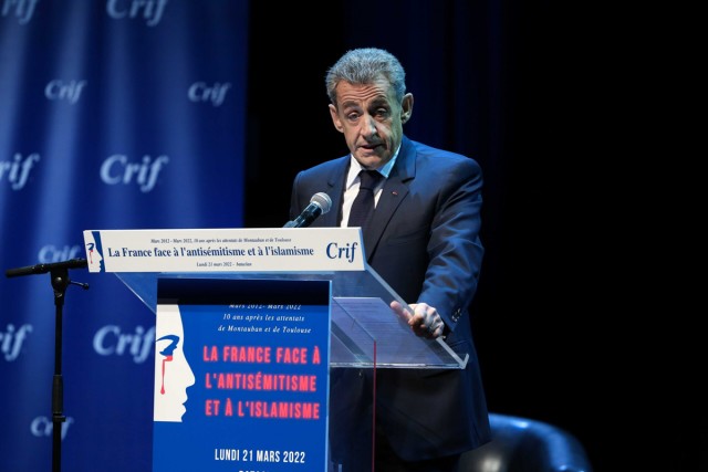1/6. Nicolas Sarkozy à la soirée "La France face à l'antisémitisme et à l'islamisme". © Michel Stoupak. Lun 21.03.2022, 19h14m03.