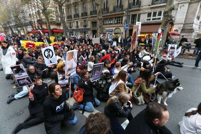 5/19. Marche contre la fourrure à Paris. © Photo Michel Stoupak. Sam 24.11.2012.