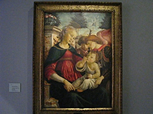 12/58. Musée des Beaux-Arts. La Vierge à l'Enfant avec deux anges, par Botticelli (vers 1468, 1469). 2/5.2009. 12:01.