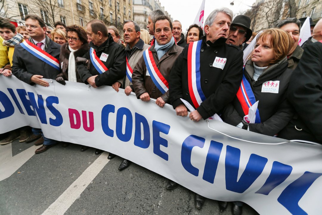 Les élus de l’UMP en tête de la manifestation contre le mariage pour tous