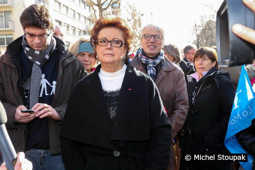 1/7. 13h02m24. Dim 02.02.2014. Christine Boutin et d’autres personnalités politiques à la « Manif pour tous ». © Michel Stoupak.