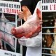 6/21. Sam 22.02.2014. Les « vegan » aux portes du Salon de l’agriculture. © Michel Stoupak.